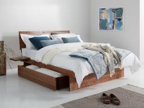 Wooden Japanese Bed in Coffee Bean Finish
