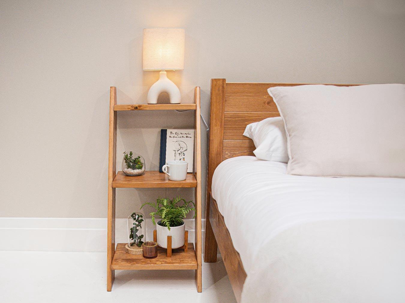 Wooden ladder shelf small sale