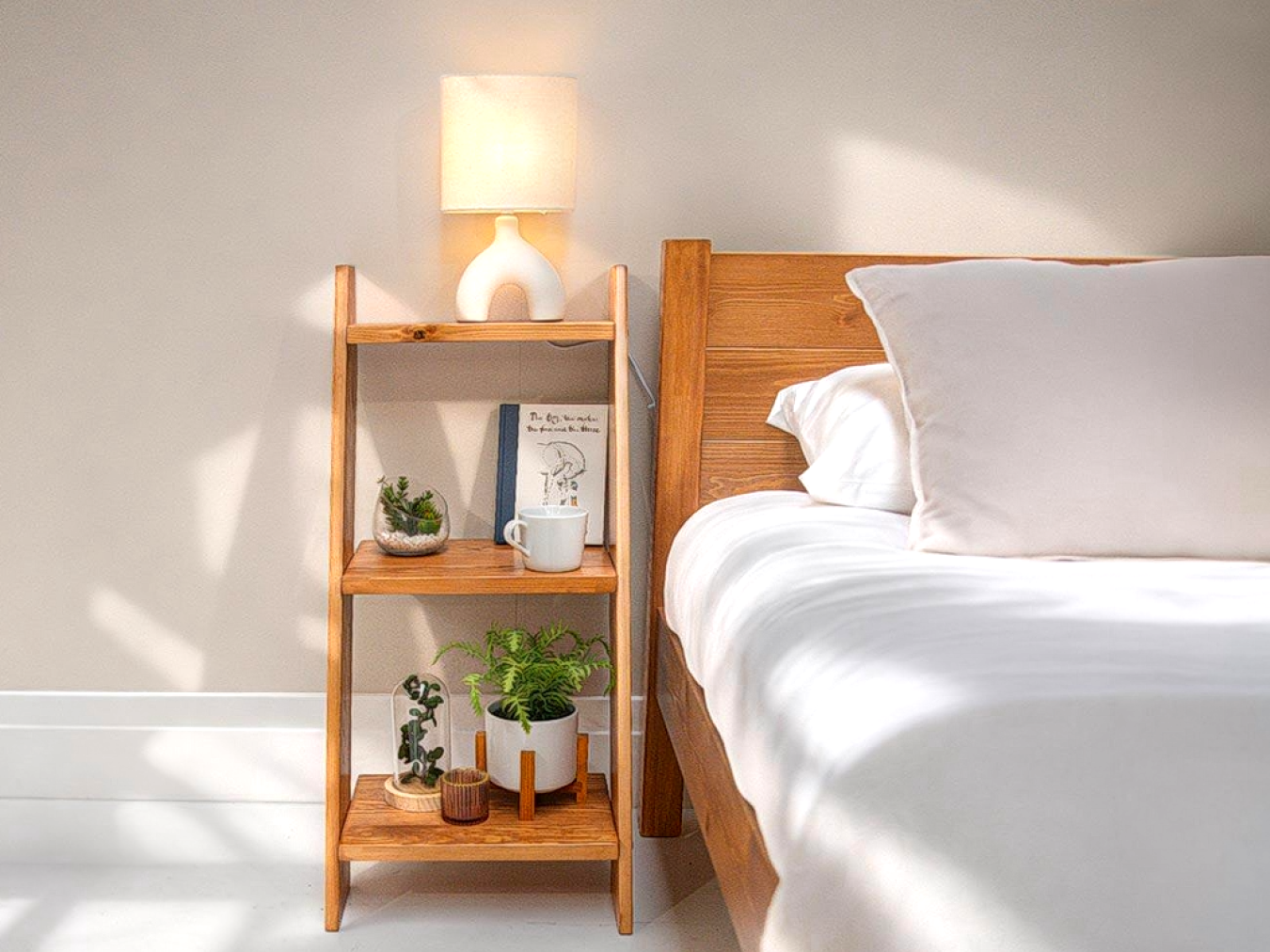 Wooden Ladder Shelf - 3 Tier