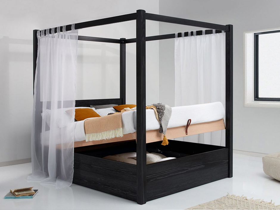 Ottoman Four Poster Bed Black Wash