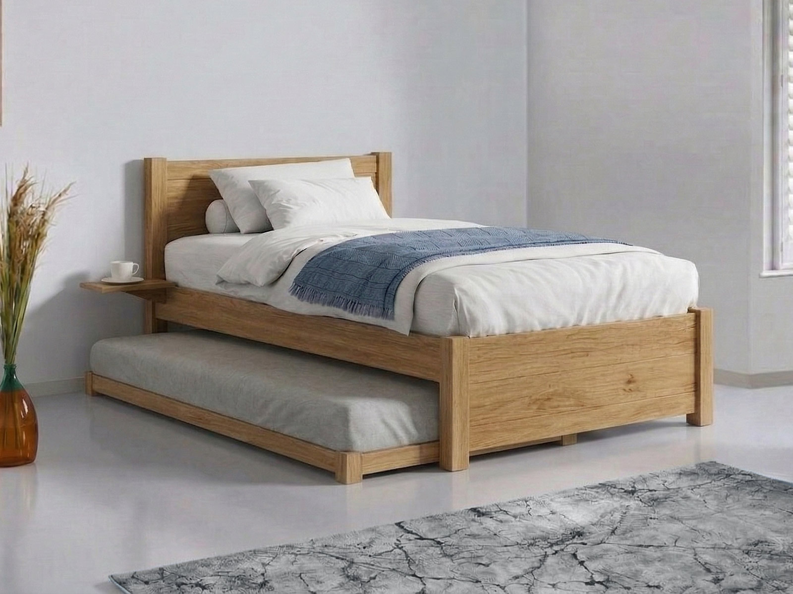 single london trundle bed in oak