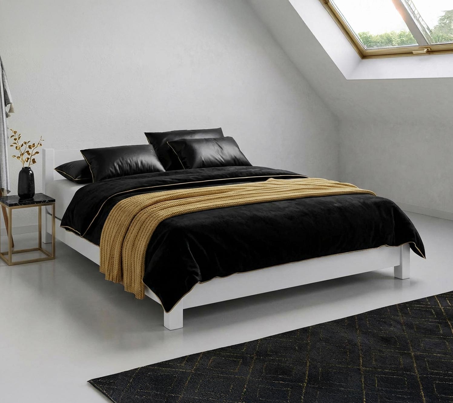 Black and gold bedroom decor ideas texture